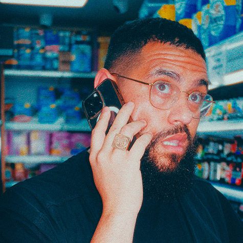 Photo of Jamali Maddix on a mobile phone