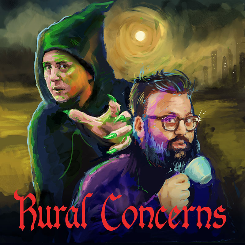 Illustration of Chris Cantrill and Sunil Patel with the text 'Rural Concerns'