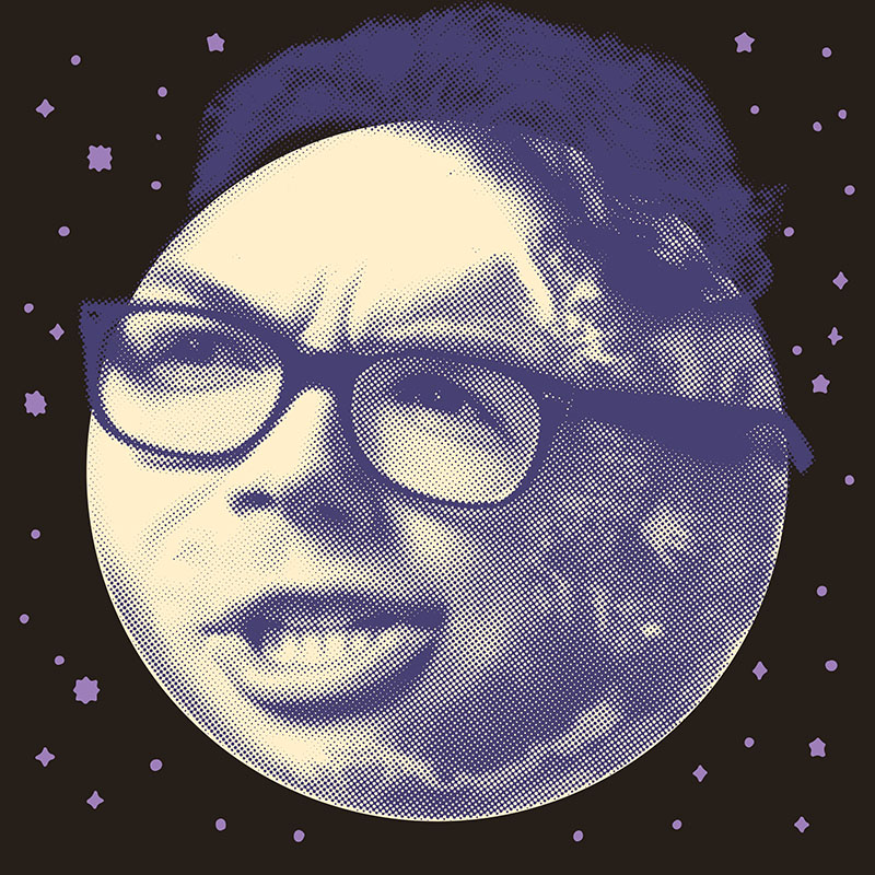 Photo of Christopher Macarthur-Boyd's face superimposed onto the moon