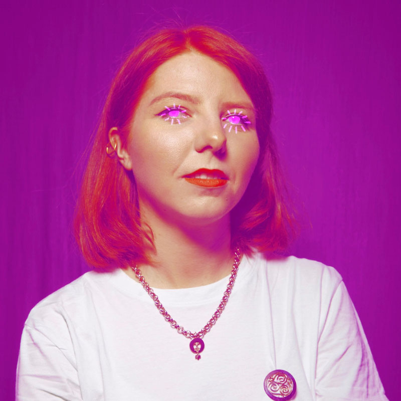 Photo of Marty Gleeson with hand drawn sparkly eyes and eyelashes drawn in over the top