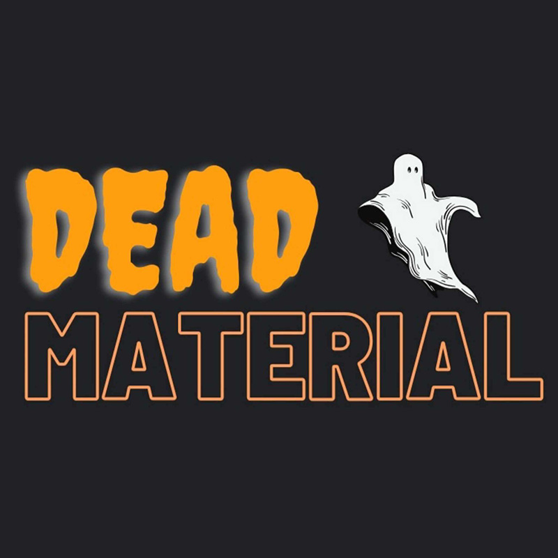Dead Material logo featuring an image of a ghost
