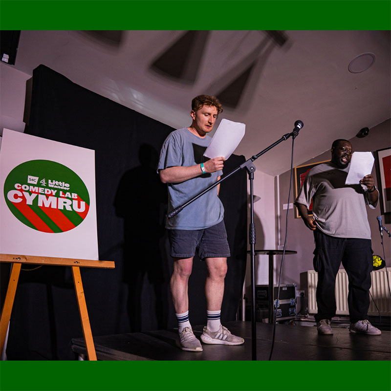 Photo of Carwyn Blayney performing at a previous Comedy Lab Cymru event